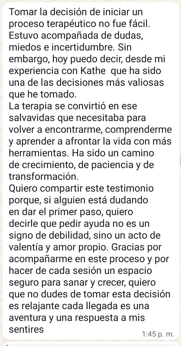 Testimonio: tomar la decisión no fue fácil, pero ha sido una de las más valiosas; pedir ayuda es un acto de valentía y amor propio.